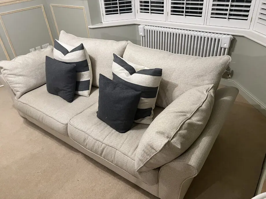 Sofaworks, cream 3 seat, 2 seat and footstool set