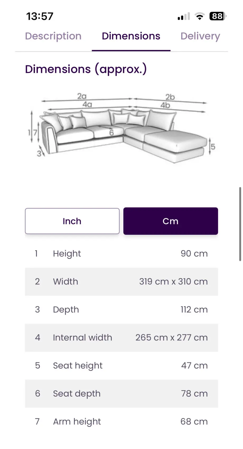 DFS Devine corner sofa in chocolate