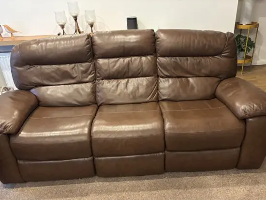 Oak Furniture Land Brown Leather Settees and Chair