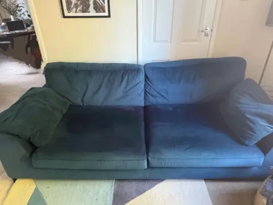 DFS Plush blue velvet Sofa