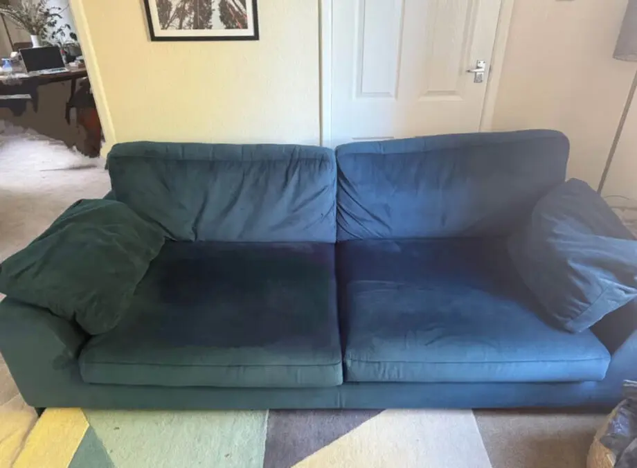 DFS Plush blue velvet Sofa
