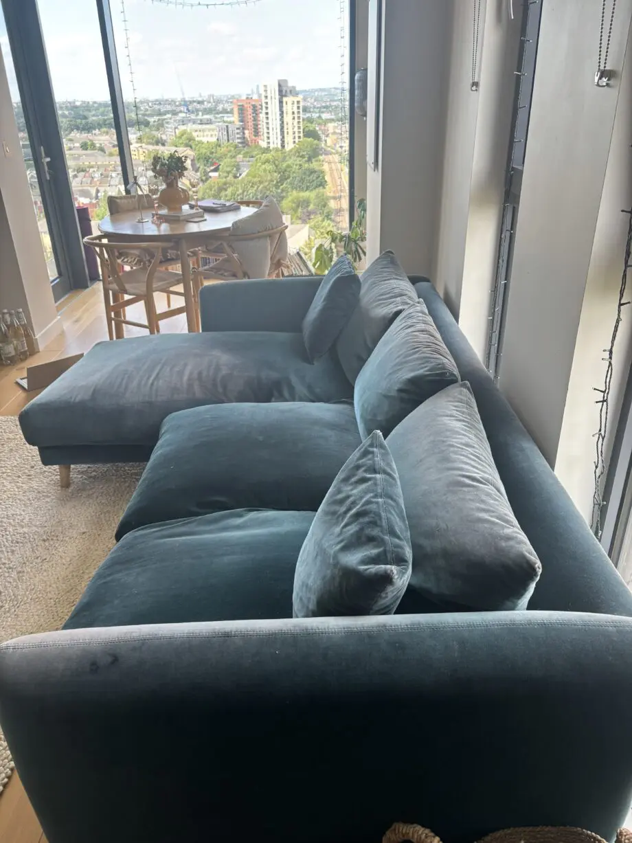 Loaf Squishmeister Chaise Sofa in Timeless Teal Vintage Velvet