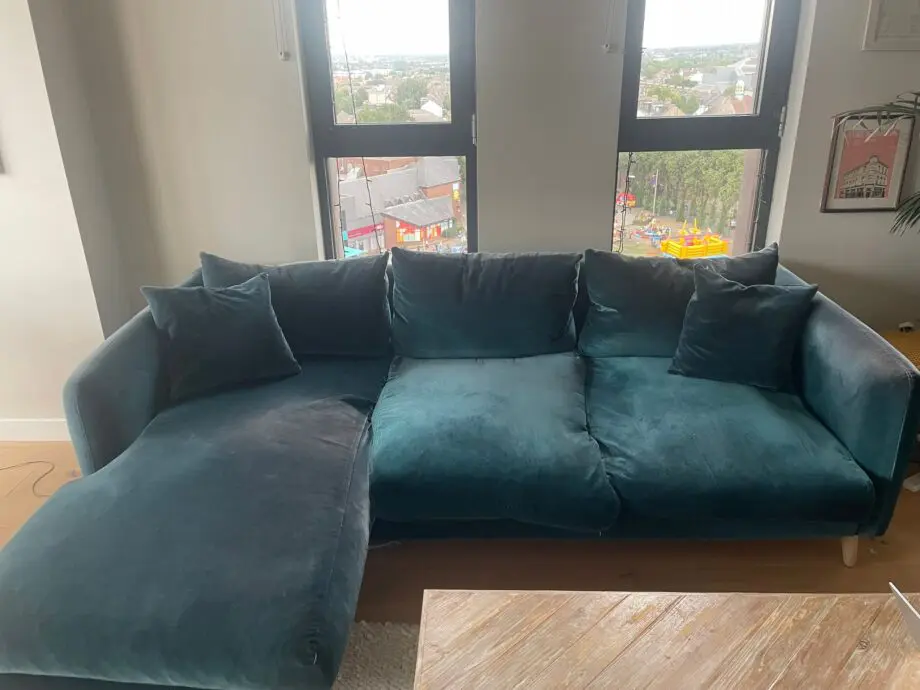 Loaf Squishmeister Chaise Sofa in Timeless Teal Vintage Velvet