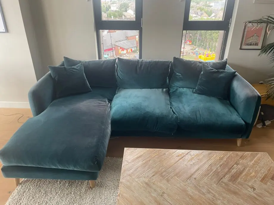 Loaf Squishmeister Chaise Sofa in Timeless Teal Vintage Velvet