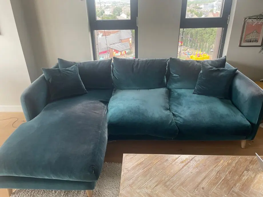 Loaf Squishmeister Chaise Sofa in Timeless Teal Vintage Velvet