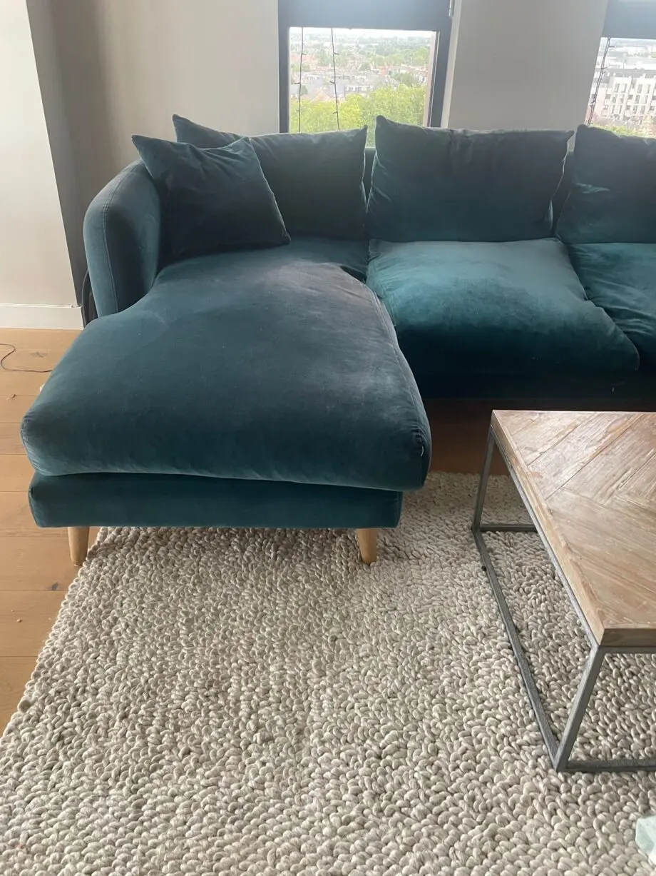 Loaf Squishmeister Chaise Sofa in Timeless Teal Vintage Velvet