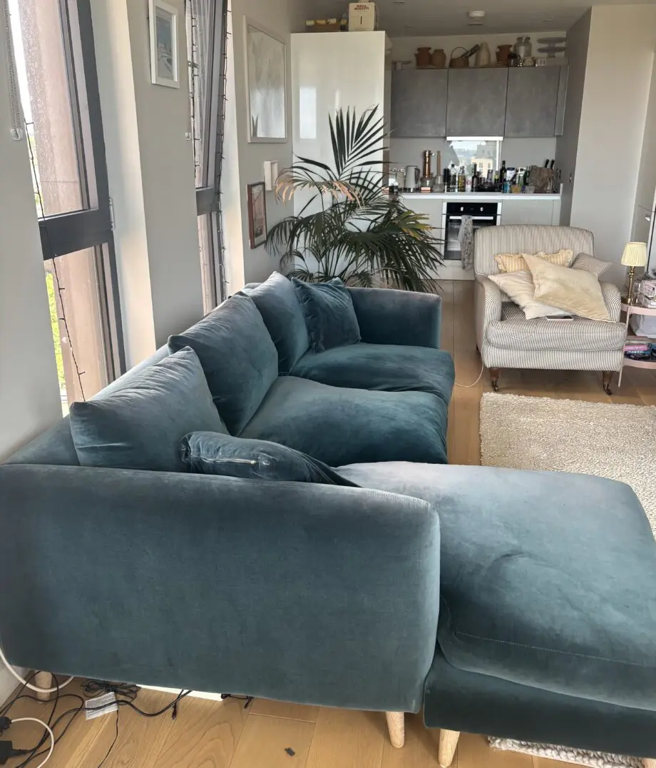Loaf Squishmeister Chaise Sofa in Timeless Teal Vintage Velvet