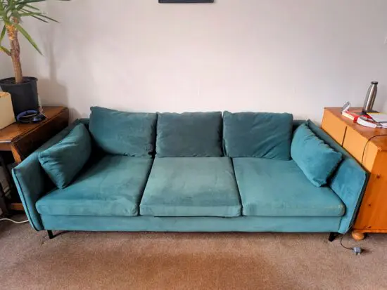 Made Vento 3 seater green velvet sofa