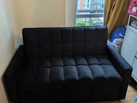 B&Q B&Q Barcelona 2-Seater Pull Out Sofa Bed, Plush Black Velvet, 2 Throw Cushions