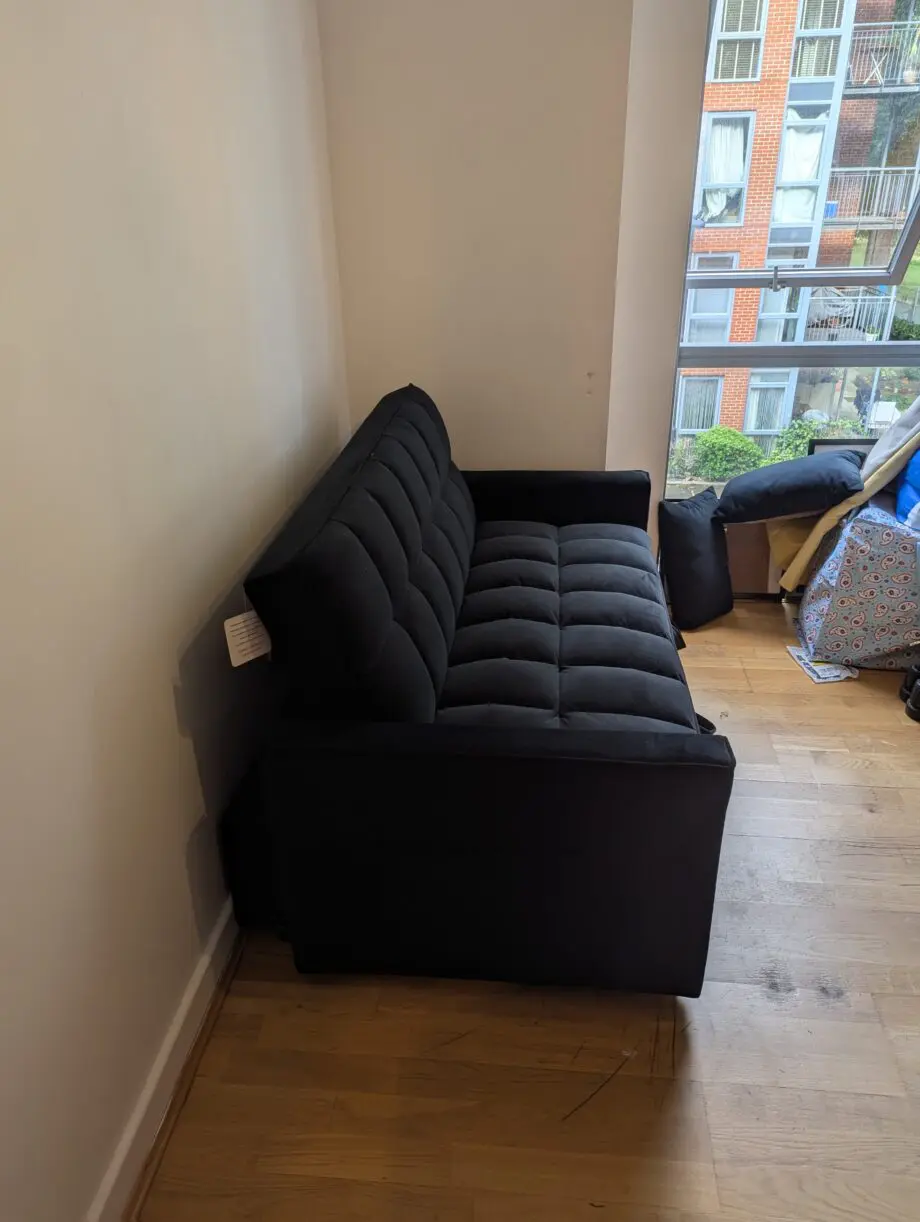 B&Q B&Q Barcelona 2-Seater Pull Out Sofa Bed, Plush Black Velvet, 2 Throw Cushions
