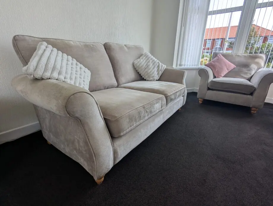 Next Mink Chenille Ashford Settee and Chairs
