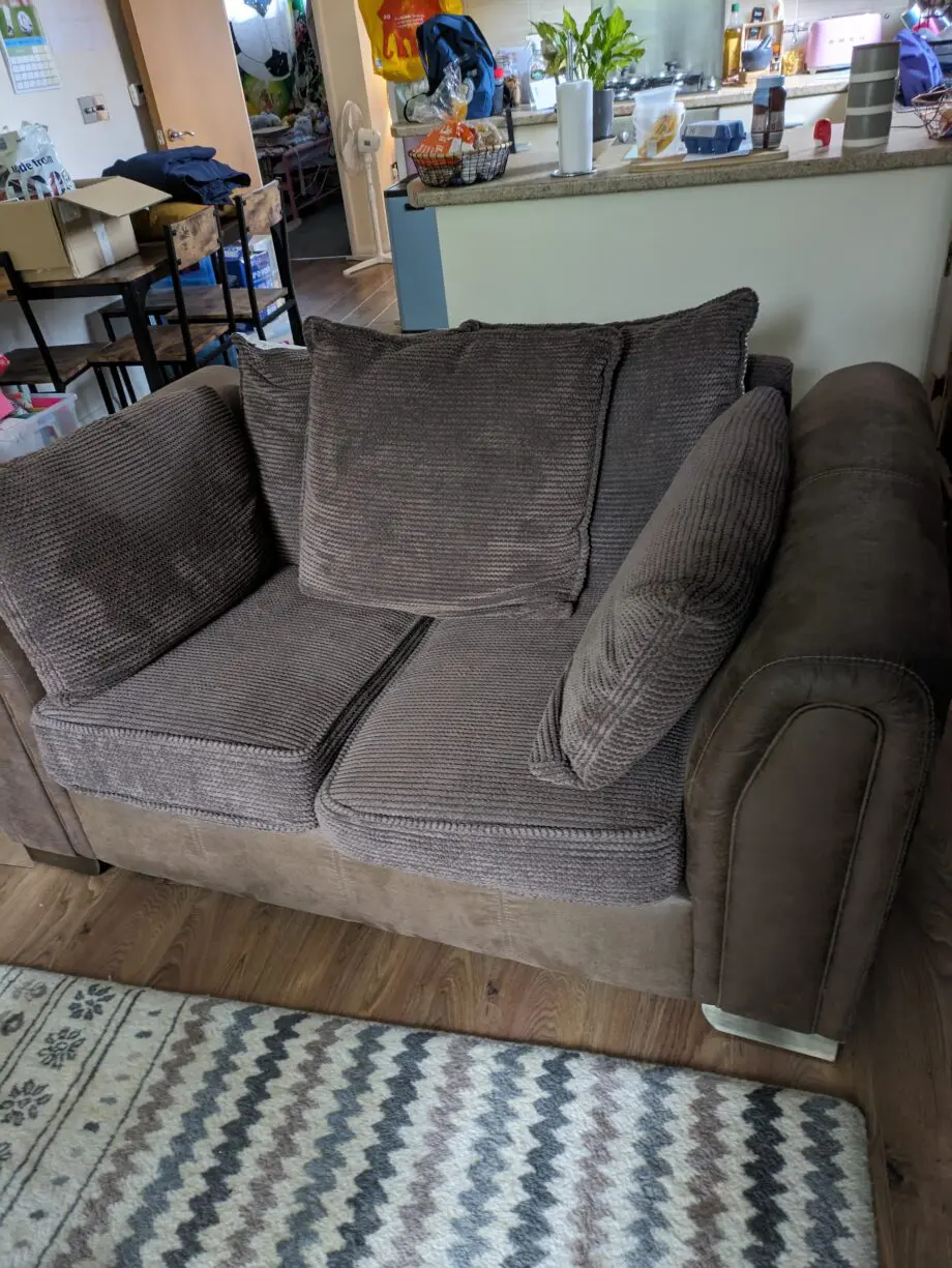 DFS brown cord and suede 4 and 2 seater set