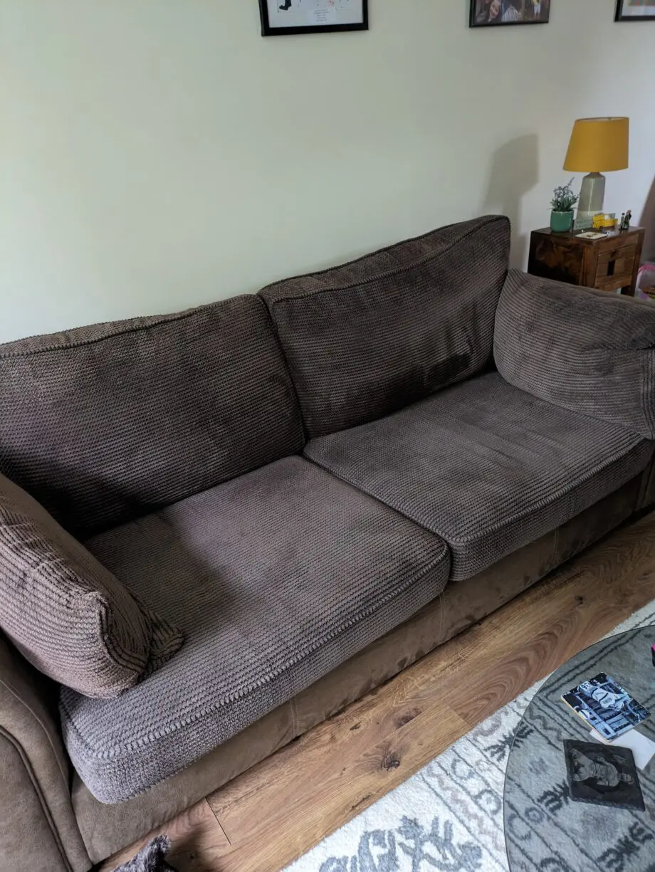 DFS brown cord and suede 4 and 2 seater set