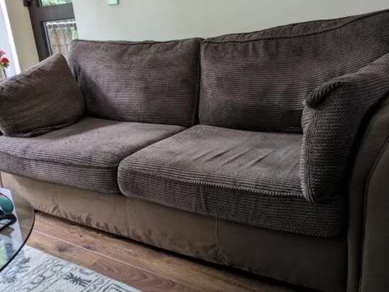 DFS brown cord and suede 4 and 2 seater set