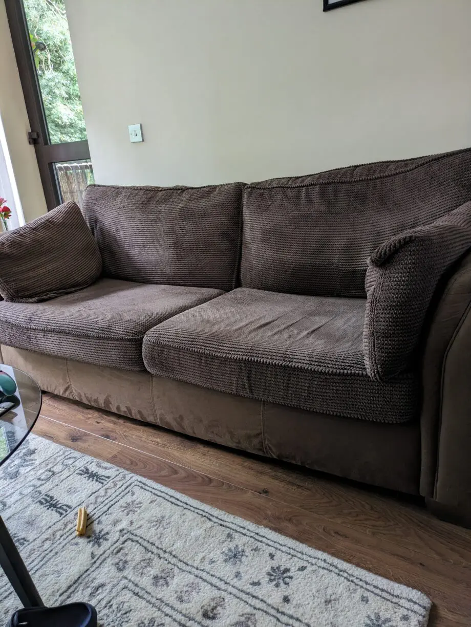 DFS brown cord and suede 4 and 2 seater set