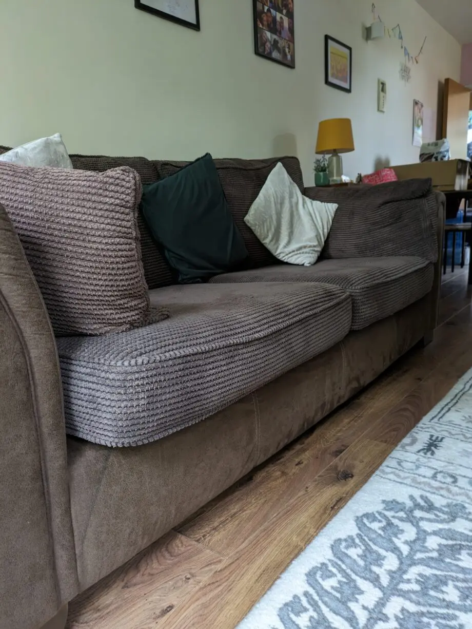 DFS brown cord and suede 4 and 2 seater set