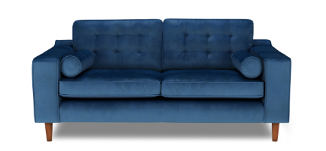 Blue velvet 3 seater sofa google SAM on DFS