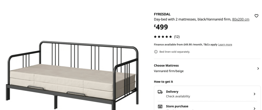 Ikea Sofa-bed Black metal + mattresses