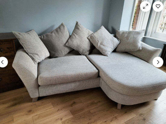 DFS grey 3 Seater chaise sofa