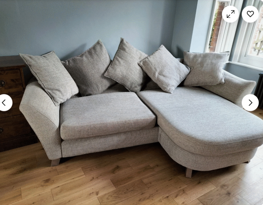DFS grey 3 Seater chaise sofa