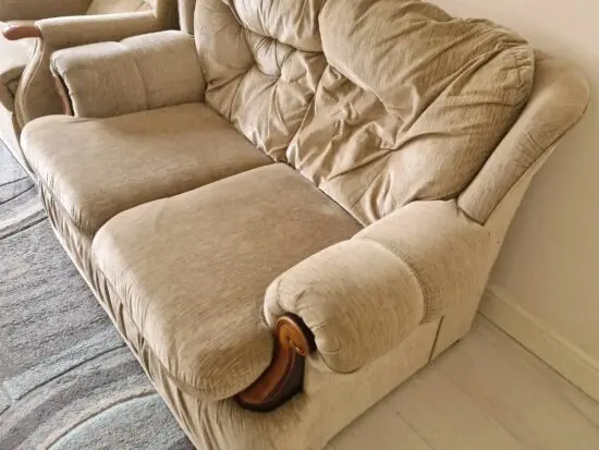 Two Seater Beige Velvet Comfortable Sofa 150x100cm 85cm Height