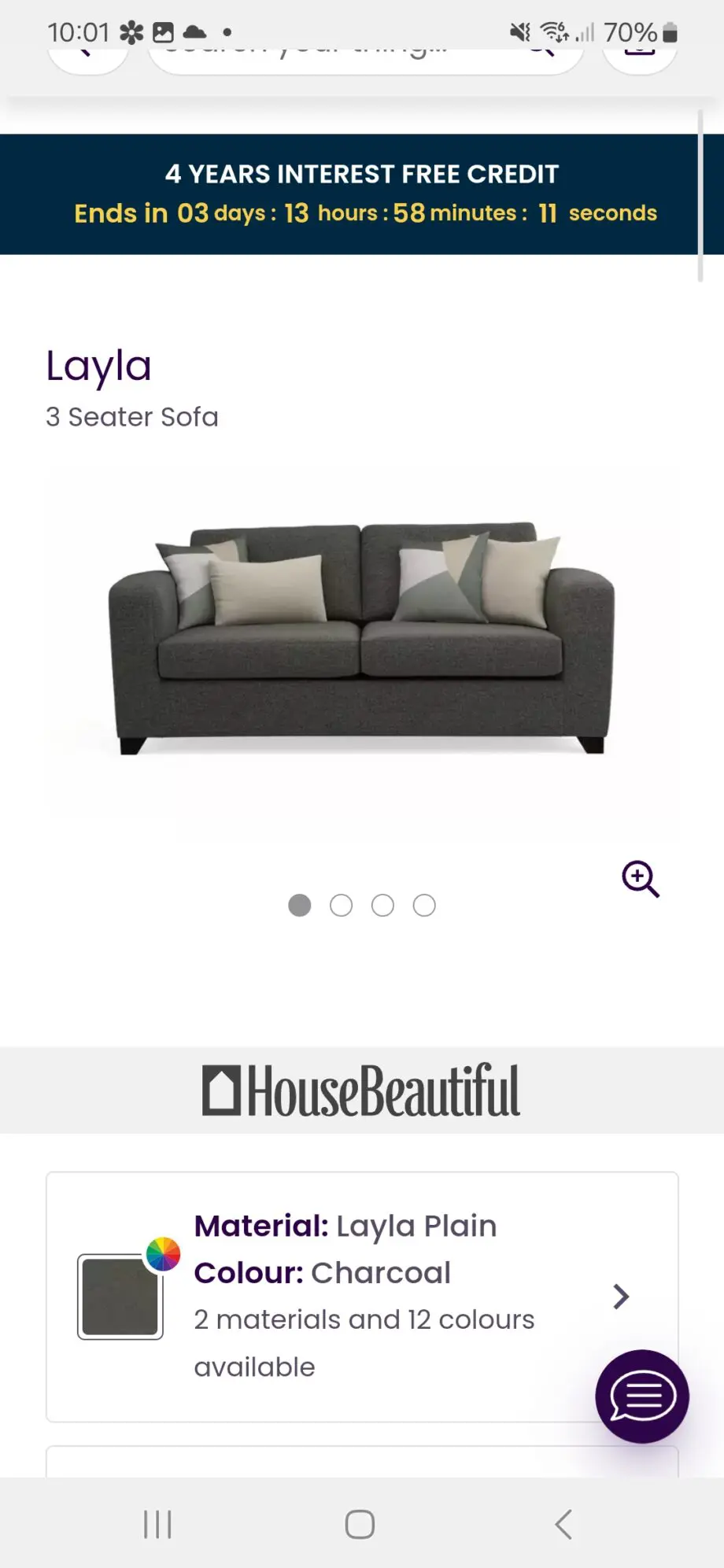DFS layla plain 3 seater