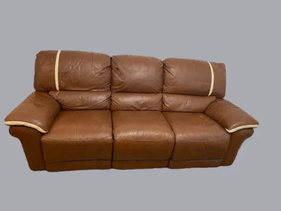 Brown 3-Seater Leather Recliner Sofa – Gently Used & Super Comfortable