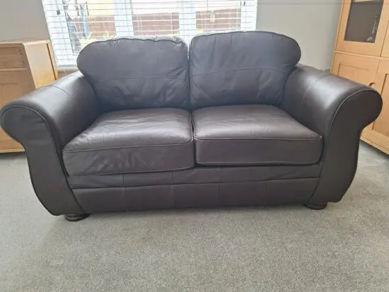 Dark brown leather 2-seater sofa (x2)