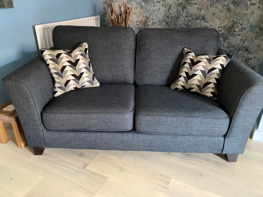 Sofology grey 2 seater sofa with accent cushions