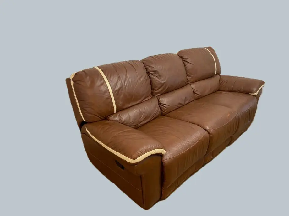 Brown 3-Seater Leather Recliner Sofa – Gently Used & Super Comfortable