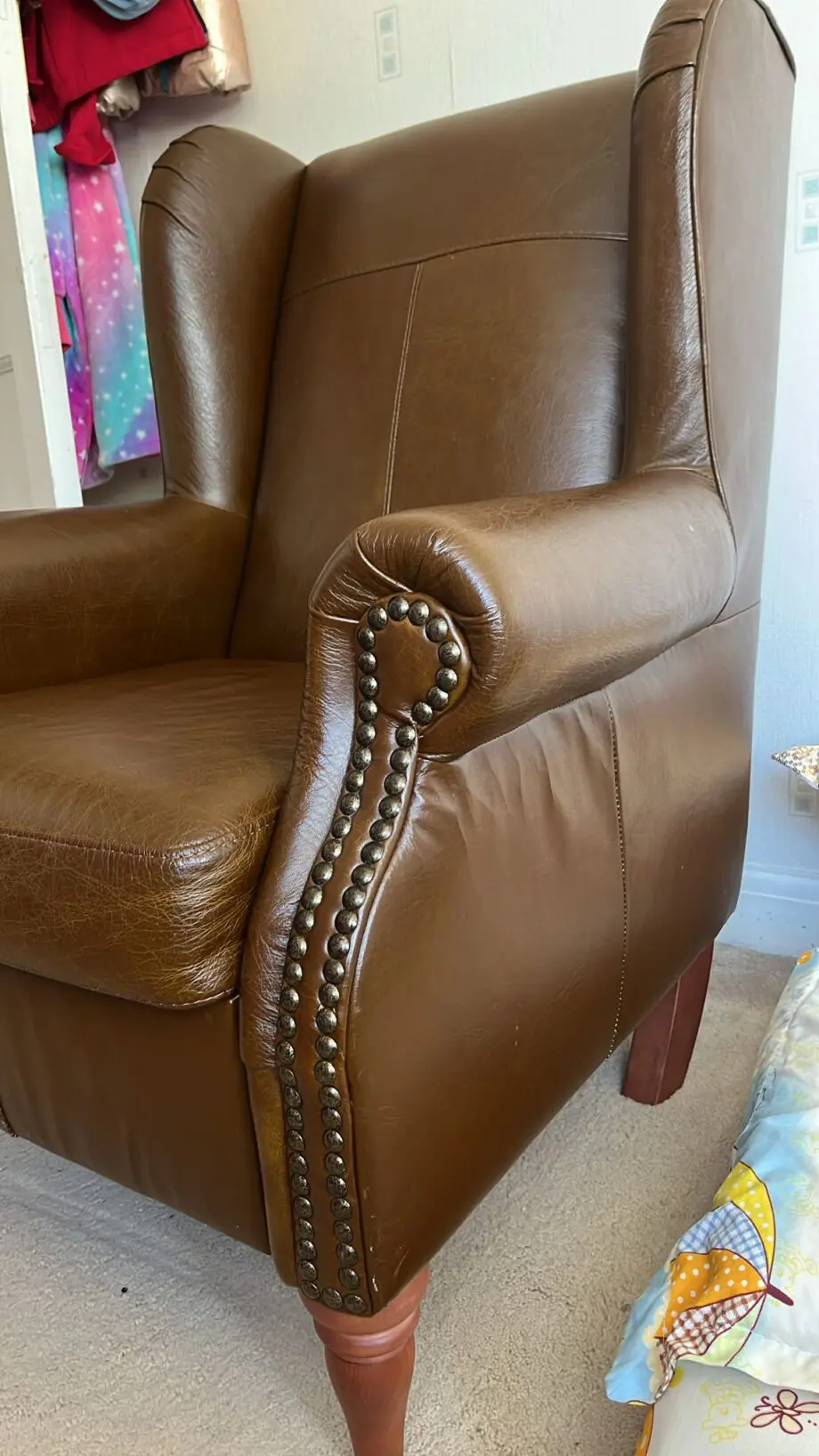 Heart of House Argyll Studded Leather Chair (x2) + Footstool