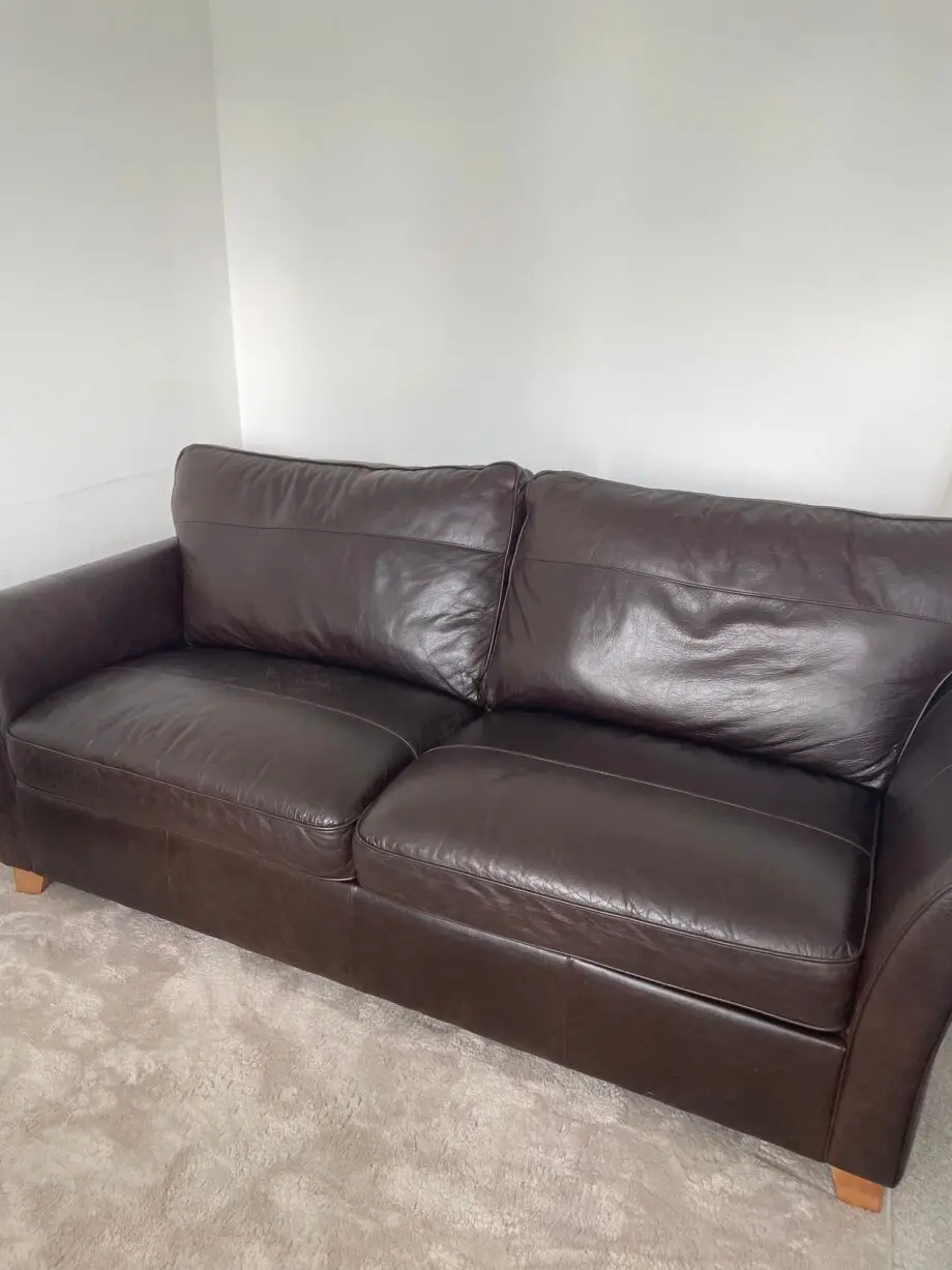 Next Brompton Large Leather Sofa - Dark Brown - 3 Seats - Nearly New