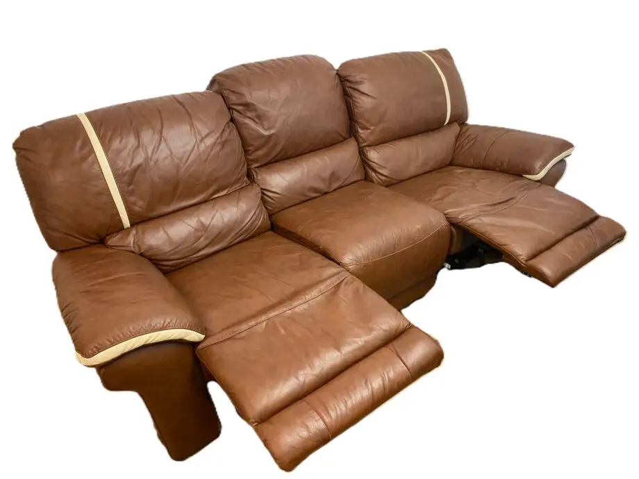 Brown 3-Seater Leather Recliner Sofa – Gently Used & Super Comfortable