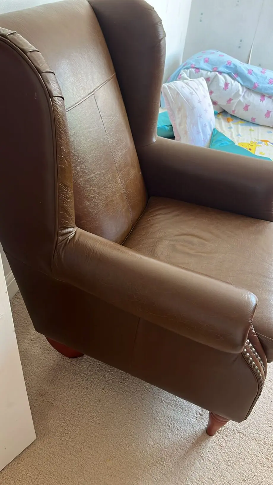 Heart of House Argyll Studded Leather Chair (x2) + Footstool
