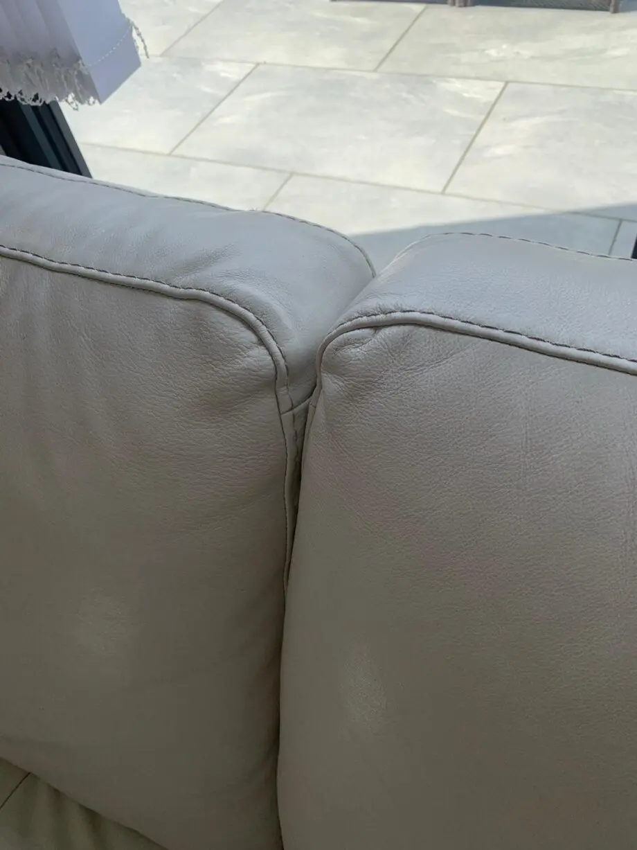 Natuzzi Off White Leather Corner Sofa, 5-6 Seater