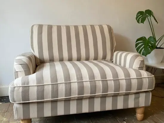 Dunelm Beatrice Snuggle Chair in Oatmeal Stripe