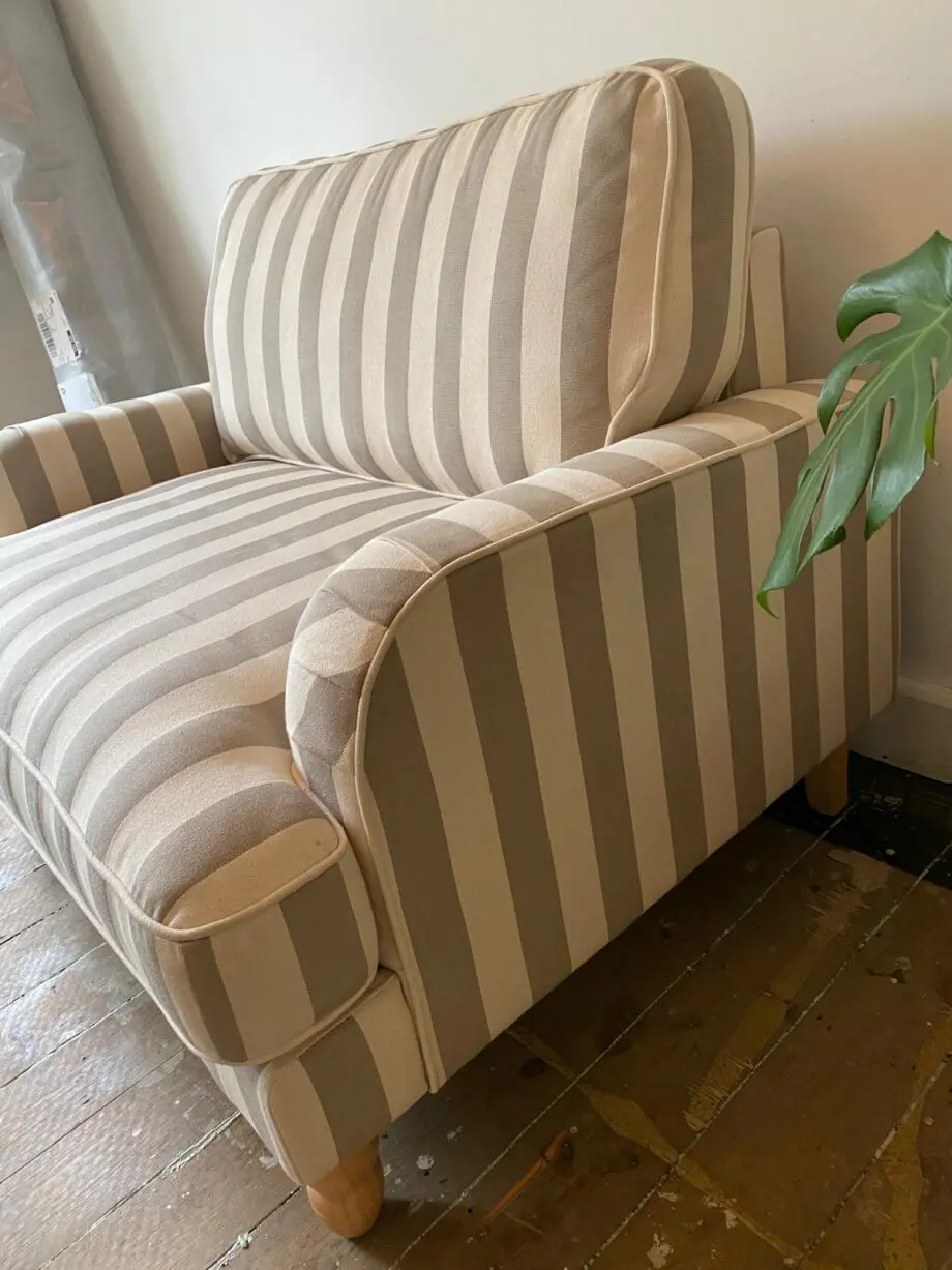 Dunelm Beatrice Snuggle Chair in Oatmeal Stripe