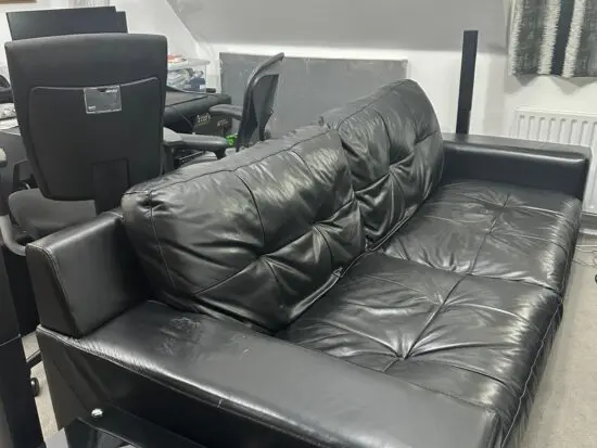 Black Leather Sofa (DFS) for Sale - Great Condition!