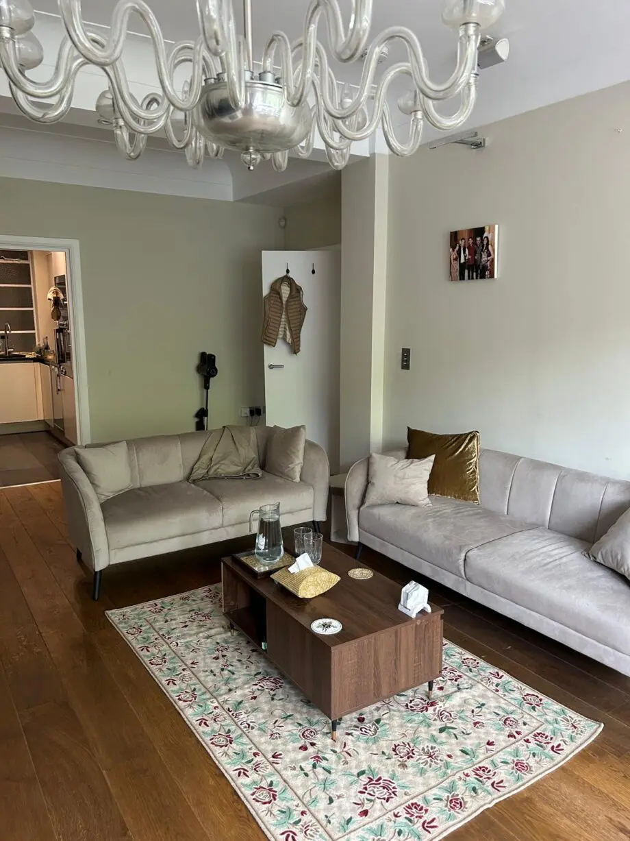 New beige suede sofa set