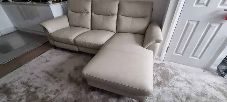 Furniture Village leather 3 seater with recliner worth £1995