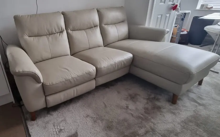Furniture Village leather 3 seater with recliner worth £1995