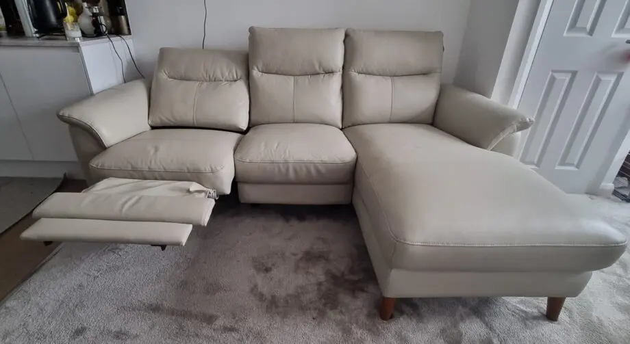 Furniture Village leather 3 seater with recliner worth £1995