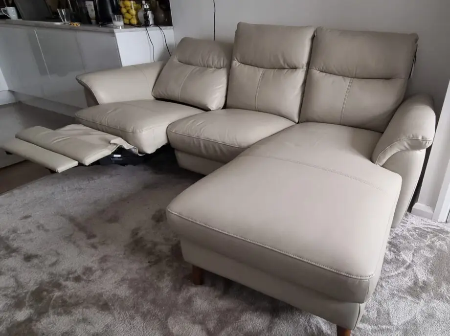 Furniture Village leather 3 seater with recliner worth £1995