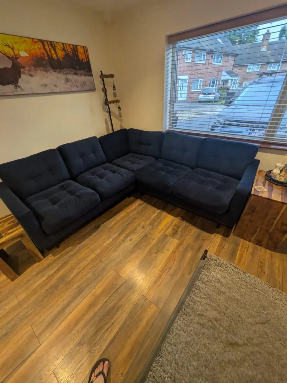Velvet Corner Sofa Navy Blue