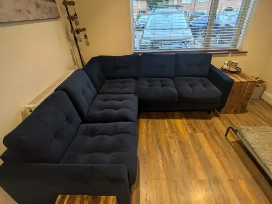 Velvet Corner Sofa Navy Blue