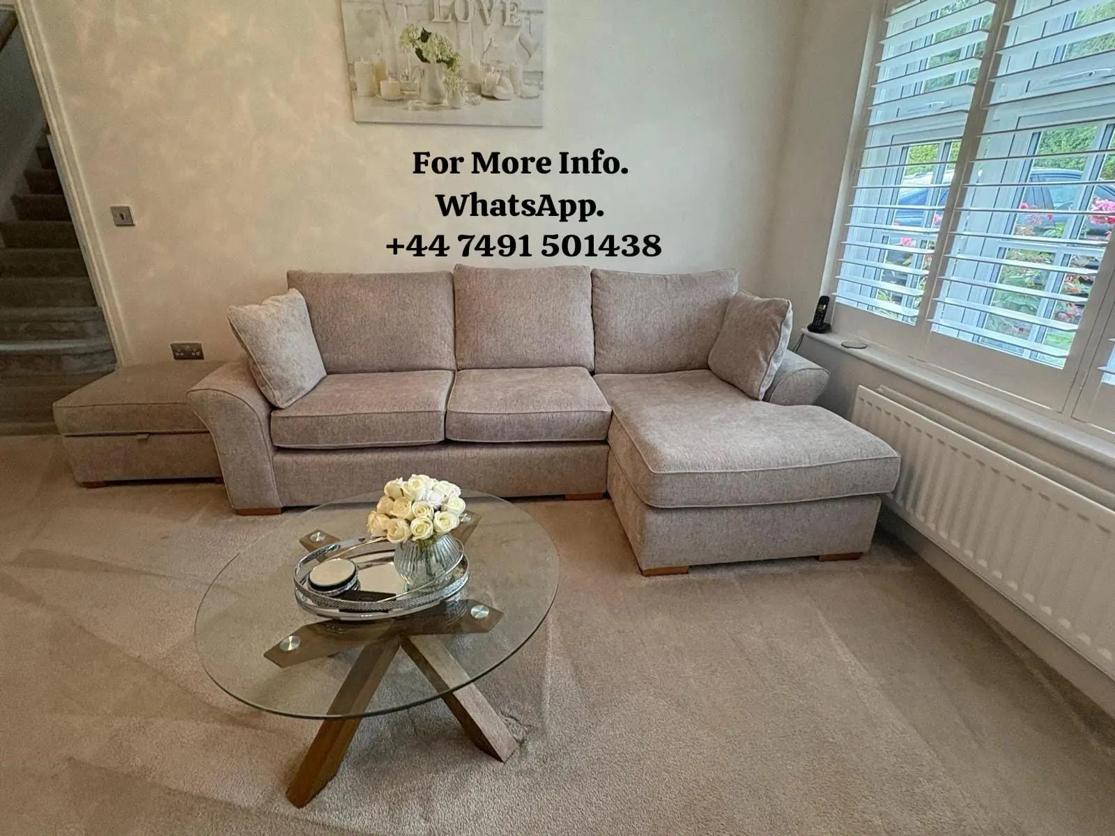 Next Stamford Range Corner Sofa in Upholstered Beige Fabric