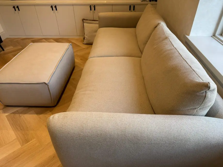 LOAF Squishmeister Sofa Extra large in Oatcake Clever Slubby Cotton