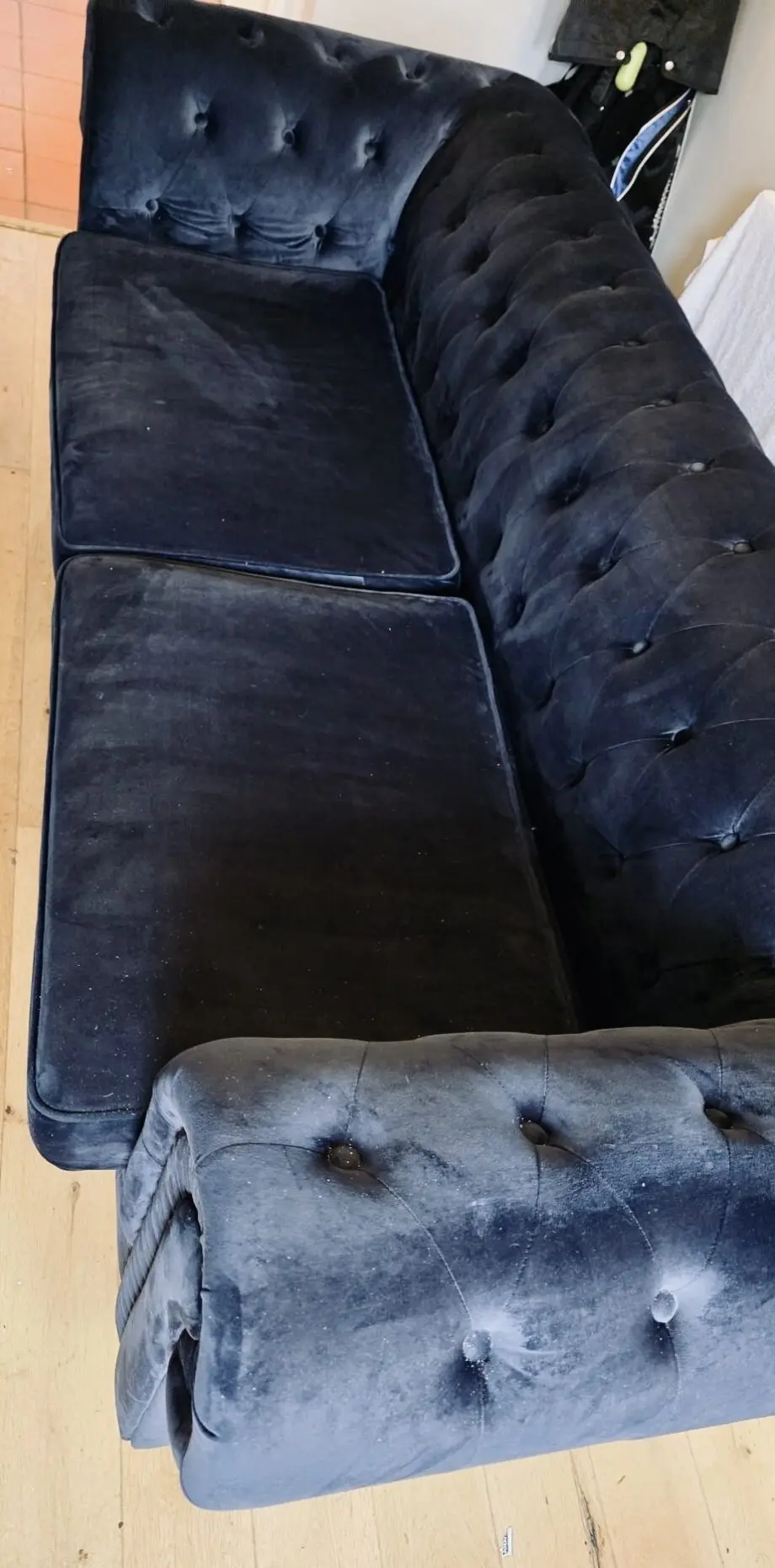 Dark Navy blue, velvet chesterfield sofa - 3 seater Debenhams