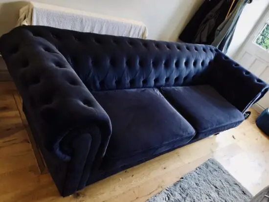 Dark Navy blue, velvet chesterfield sofa - 3 seater Debenhams
