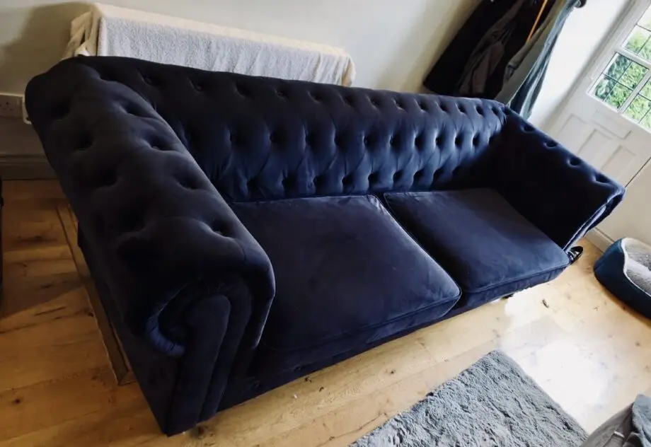 Dark Navy blue, velvet chesterfield sofa - 3 seater Debenhams